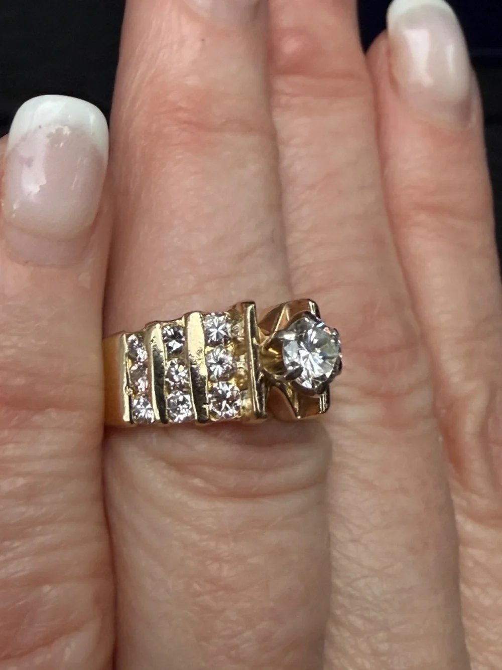 Vintage 1990's Architectural Designed Wedding Ring